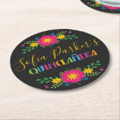 Mexicaanse kleurrijke Fiesta Quinceañera Ronde Kartonnen Onderzetter (Gebogen)