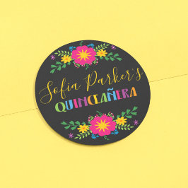 Mexicaanse kleurrijke Fiesta Quinceañera Ronde Sticker
