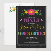 Mexicaanse kleurrijke Fiesta Quinceañera uitnodigi Kaart (Voorkant / Achterkant)