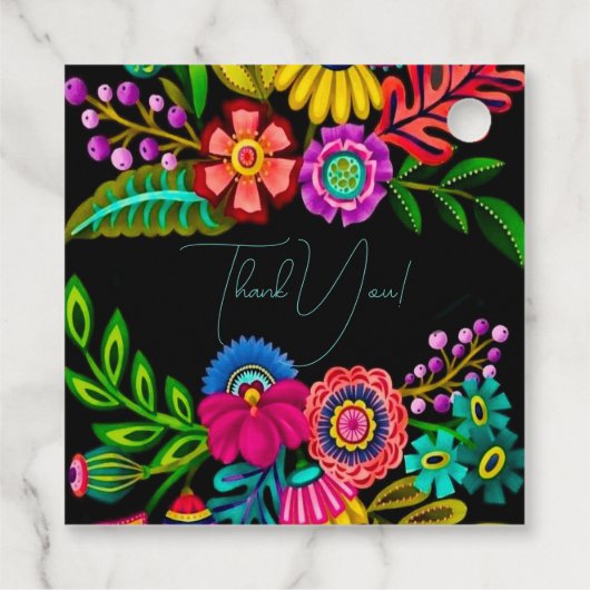 Mexicaanse kleurrijke Flora bruiloft Bedankjes Labels (Achterkant)