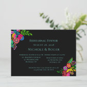 Mexicaanse kleurrijke Flora bruiloft repetitie din Kaart (Staand voorkant)