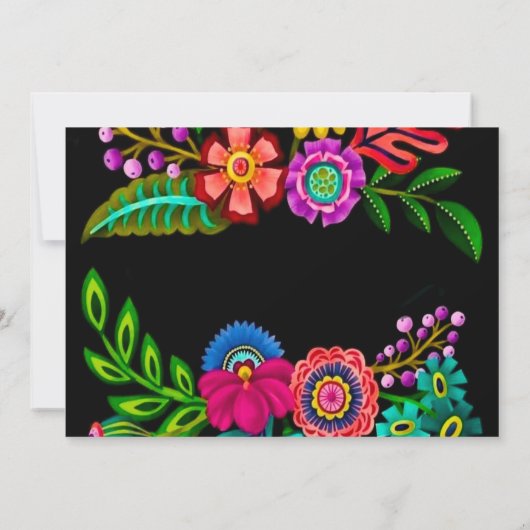 Mexicaanse kleurrijke Flora bruiloft repetitie din Kaart (Achterkant)