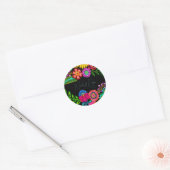 Mexicaanse kleurrijke Flora bruiloft Ronde Sticker (Envelop)