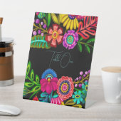 Mexicaanse Kleurrijke Flora Bruiloft Tafelnummers Reclamebord Met Voetstuk (Insitu)