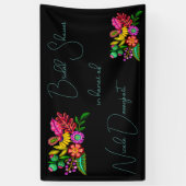 Mexicaanse kleurrijke Flora bruiloft Vrijgezellenf Spandoek (Verticaal)