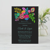 Mexicaanse kleurrijke Flora verlovingsfeest Kaart (Staand voorkant)