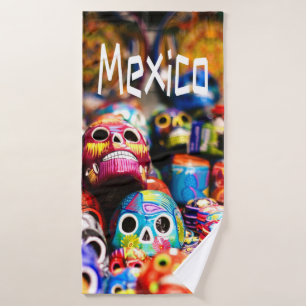 Mexicaanse kleurrijke Heldere schedels Badhanddoek