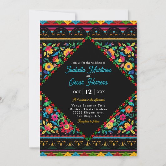 Mexicaanse kleurrijke huwelijksuitnodiging kaart (Voorkant)