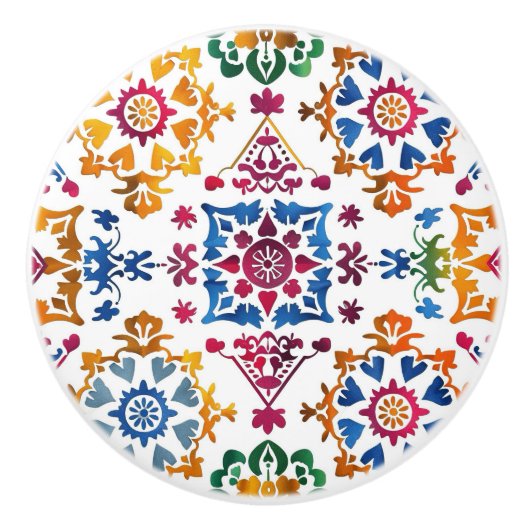 Mexicaanse kleurrijke ster Tegel Keramische Knop (Voorkant)