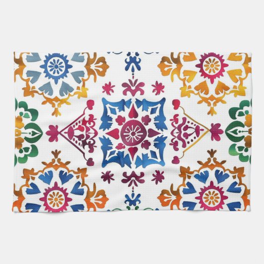Mexicaanse kleurrijke ster Tegel Theedoek (Horizontaal)