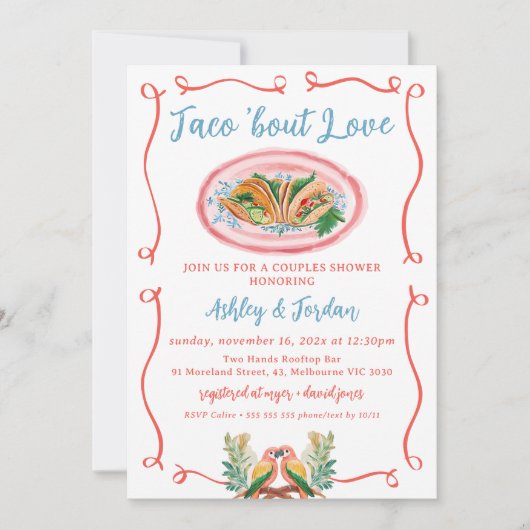 Mexicaanse Kleurrijke Taco 'Over Love Couples Douc Kaart (Voorkant)