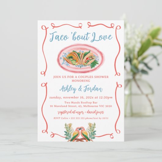 Mexicaanse Kleurrijke Taco 'Over Love Couples Douc Kaart (Staand voorkant)