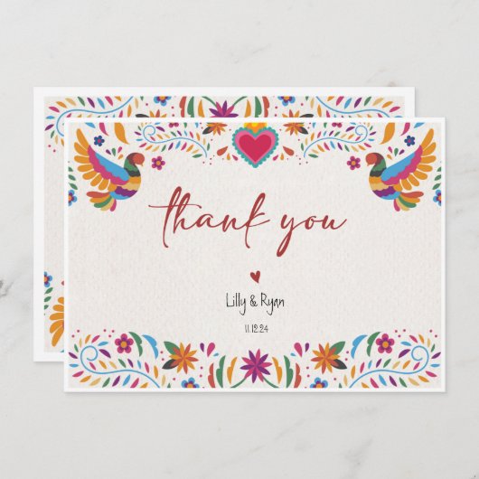 Mexicaanse kleurrijke vogel bruids dank u notitiekaartje (Voorkant / Achterkant)