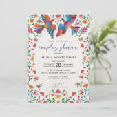 Mexicaanse kleurrijke vogel koppels douche uitnodi kaart (Staand voorkant)