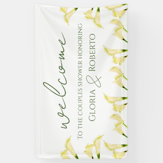 Mexicaanse Koppels Douche Calla Lilies Welkomstbor Spandoek (Verticaal)