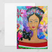 MEXICAANSE LADY EN HAAR KAT-INVITATIES KAART (Voorkant / Achterkant)