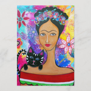 MEXICAANSE LADY EN HAAR KAT-INVITATIES KAART