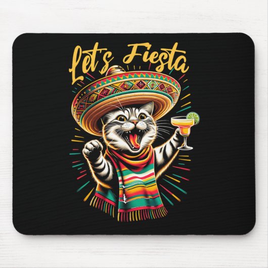 Mexicaanse Let's Fiesta Sombrero Cat Cinco De Mayo Muismat (Voorkant)