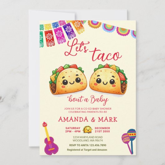 Mexicaanse Let's Taco Over een Baby Fiesta Baby sh Kaart (Voorkant)