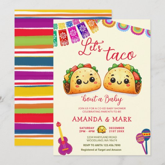 Mexicaanse Let's Taco Over een Baby Fiesta Baby sh Kaart (Voorkant / Achterkant)