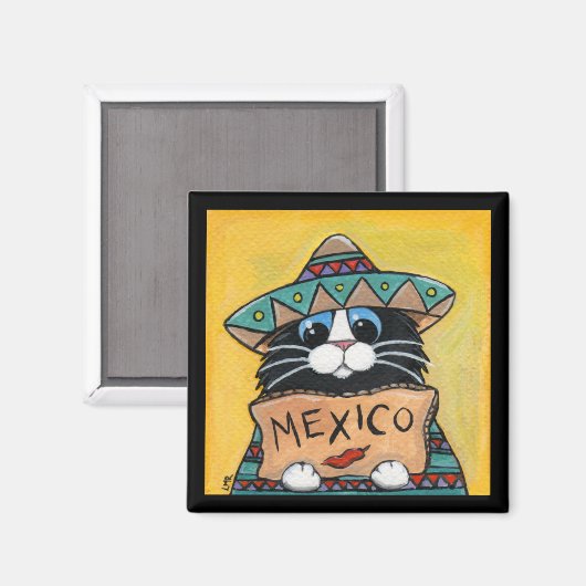 Mexicaanse lifter Tuxedo kat magneet (Voorkant / Achterkant)
