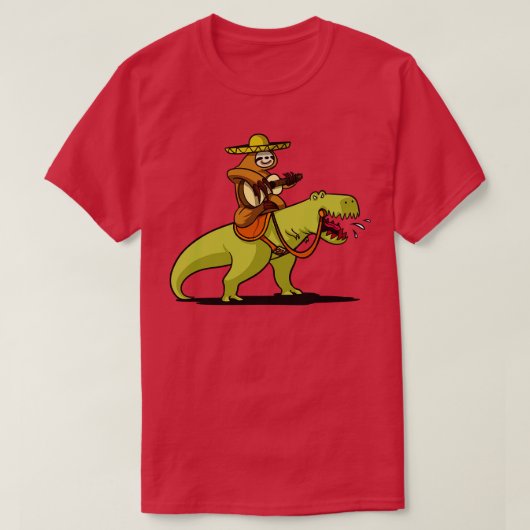 Mexicaanse luiaard Rijden TRex Dinosaurus T-shirt (Design voorkant)