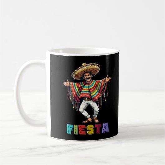 Mexicaanse man in Poncho Dancing Fiesta Cinco de M Koffiemok (Links)