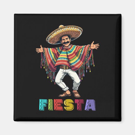 Mexicaanse man in Poncho Dancing Fiesta Cinco de M Magneet (Voorkant)