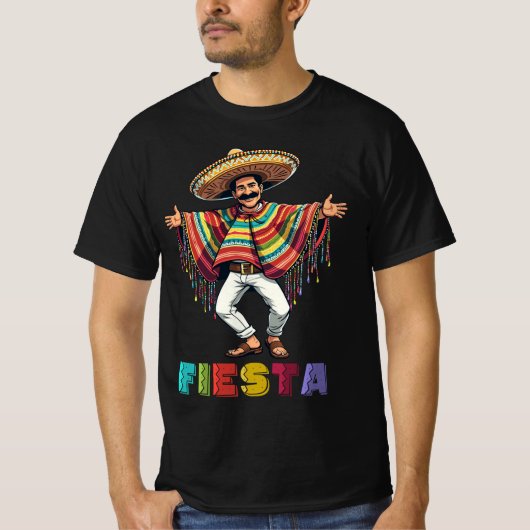 Mexicaanse man in Poncho Dancing Fiesta Cinco de M T-shirt (Voorkant)