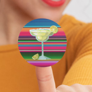 Mexicaanse Margarita Dekentje Sarape Limes Ronde Sticker