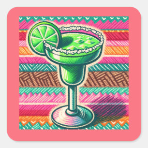 Mexicaanse Margarita Kleurrijke Fiesta Feest Artik Vierkante Sticker