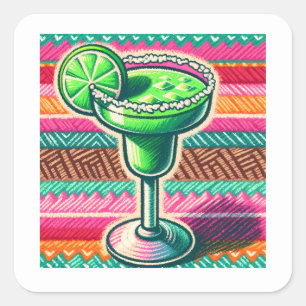 Mexicaanse Margarita Kleurrijke Fiesta Feest Artik Vierkante Sticker