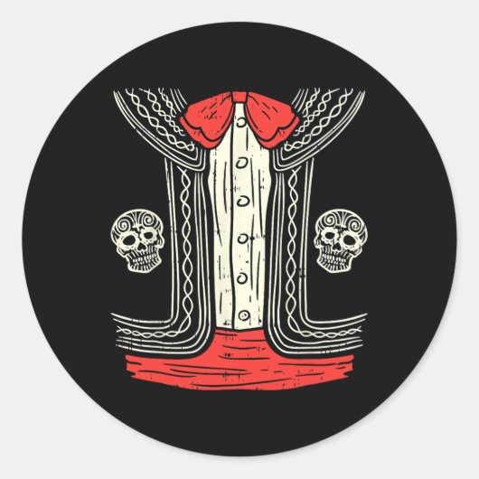 Mexicaanse Mariachi Halloween Costume Mexico Suit Ronde Sticker (Voorkant)