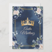 Mexicaanse marine blauw & wit rozen meisje quincea kaart (Achterkant)