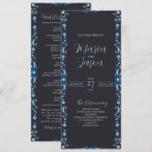 Mexicaanse Marine Blauwe Bloemen Elegante Klassiek Programmakaart (Voorkant / Achterkant)