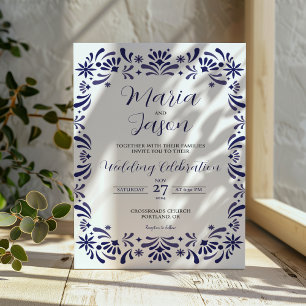 Mexicaanse Marine Blauwe Lavendel Floral Elegant H Kaart