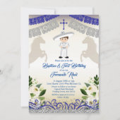 Mexicaanse marine Blue Boy doop en verjaardag Kaart (Voorkant)