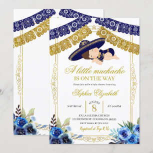 Mexicaanse marine Blue en Gold Charro Big Boy Kaart