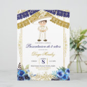 Mexicaanse marine Blue en Gold Charro Los 3 añ os Kaart (Staand voorkant)