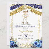 Mexicaanse marine Blue en Gold Charro Los 3 añ os Kaart (Voorkant)