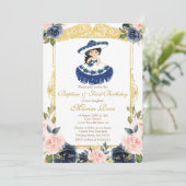 Mexicaanse marine Blue Girl Baptism Christening Kaart (Staand voorkant)