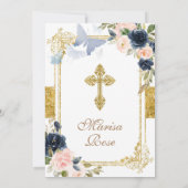 Mexicaanse marine Blue Girl Baptism Christening Kaart (Achterkant)