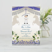 Mexicaanse marine Blue Invitaciones Tres Anos Kaart (Staand voorkant)