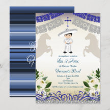 Mexicaanse marine Blue Invitaciones Tres Anos
