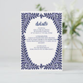 Mexicaanse marine Blue Talavera bruiloft Informatiekaartje (Staand voorkant)