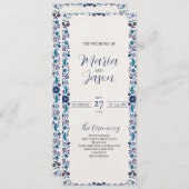 Mexicaanse Marine Witte Bloemen Elegante Klassieke Programmakaart (Voorkant / Achterkant)