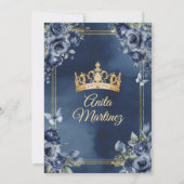 Mexicaanse marineblauwe Rozen 16e verjaardag quinc Kaart (Achterkant)