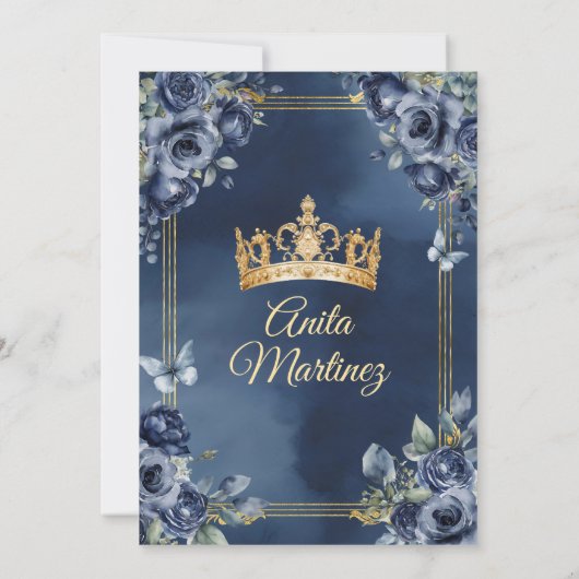 Mexicaanse marineblauwe Rozen 16e verjaardag quinc Kaart (Achterkant)