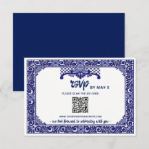 Mexicaanse marineblauwe Talavera-huwelijks-QR-code