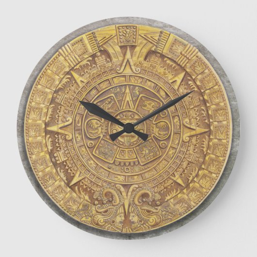 Mexicaanse Mayan/Aztec Calendar Clock Grote Klok (Voorkant)